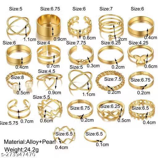 Jewels Galaxy Women Gold Plated Contemporary Stackable Rings Set of 23