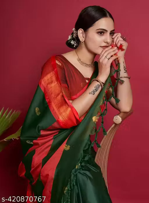 Traditional Design Paithani Sico Silk Saree with running blouse piece
