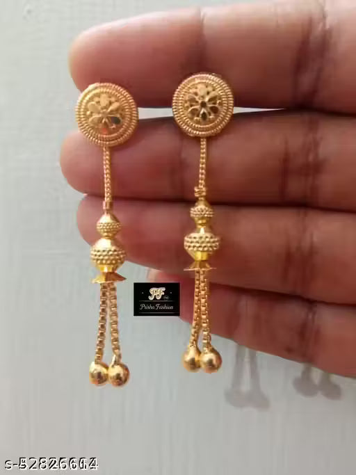 New Trendy Gold Plated Drop Earrings with Agate Stone