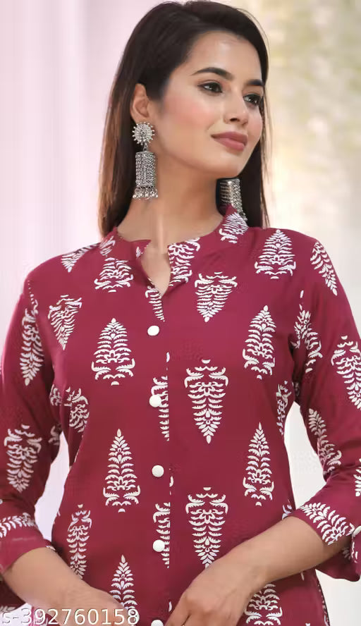 Rayon Printed Kurti with Palazzo Set
