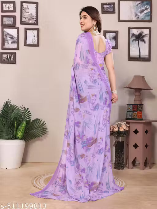 Best & Trendy Printed Georgette Saree with Blouse