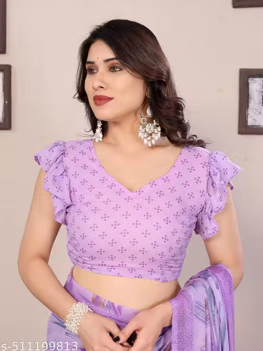 Best & Trendy Printed Georgette Saree with Blouse