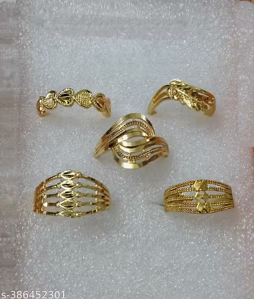 Combo Of 5 Beautiful Gold Plated Ring