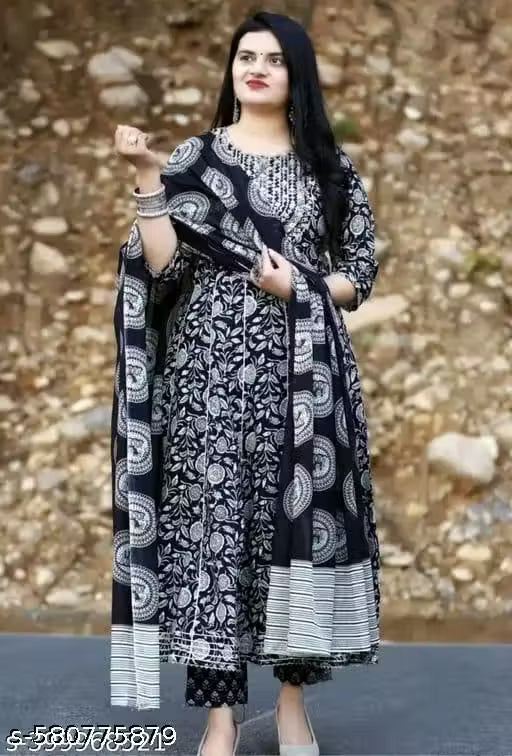 Premium Printed Designer kurti with Pant And Cotton Dupatta