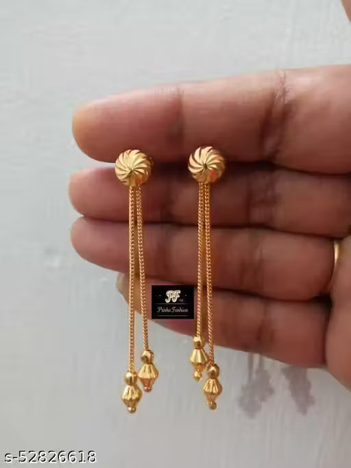 New Trendy Gold Plated Drop Earrings with Agate Stone