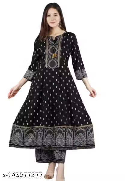 Women's Rayon Kurti With Dupatta And Bottom wear 3 Piece Set