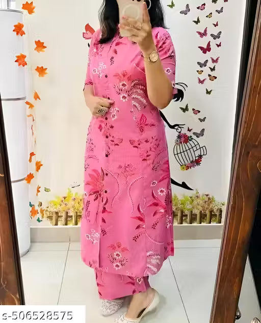 Womans Cotton Rayon Hand Block Printed Cord Set For Girls And Womens