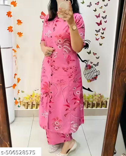 Womans Cotton Rayon Hand Block Printed Cord Set For Girls And Womens