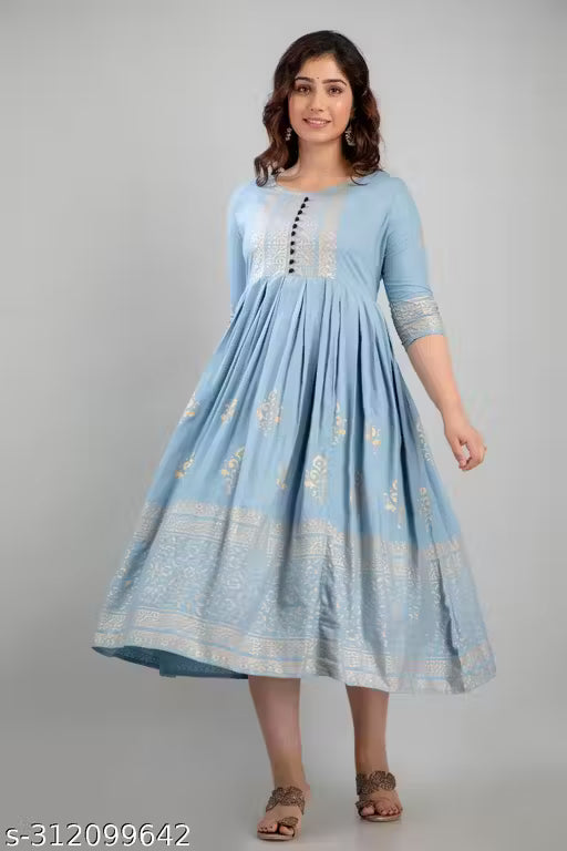 Women Rayon Printed Aaradhya Anarkali Kurtis