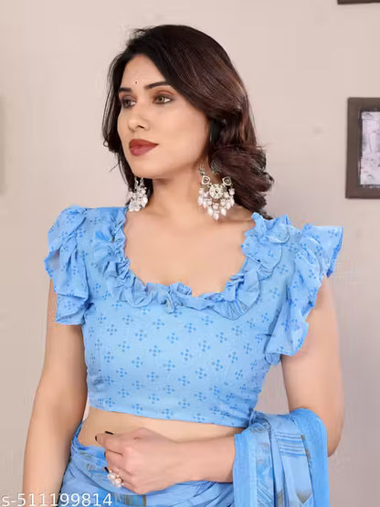 Trendy Printed Georgette Saree with Blouse
