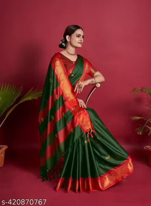 Traditional Design Paithani Sico Silk Saree with running blouse piece