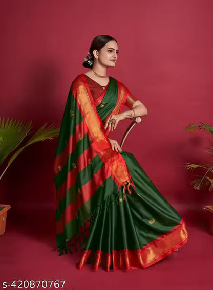 Traditional Design Paithani Sico Silk Saree with running blouse piece