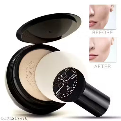 Premium Sunisa 2-in-1 Waterproof BB & CC Cream Foundation with Mushroom Head Cushion + Compact Powder & Brush (20g, Natural Beige)