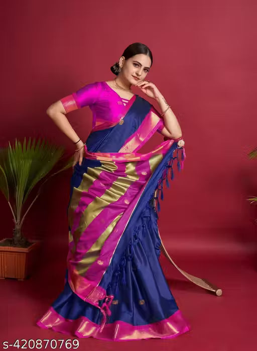 Traditional Design Paithani Sico Silk Saree with running blouse piece