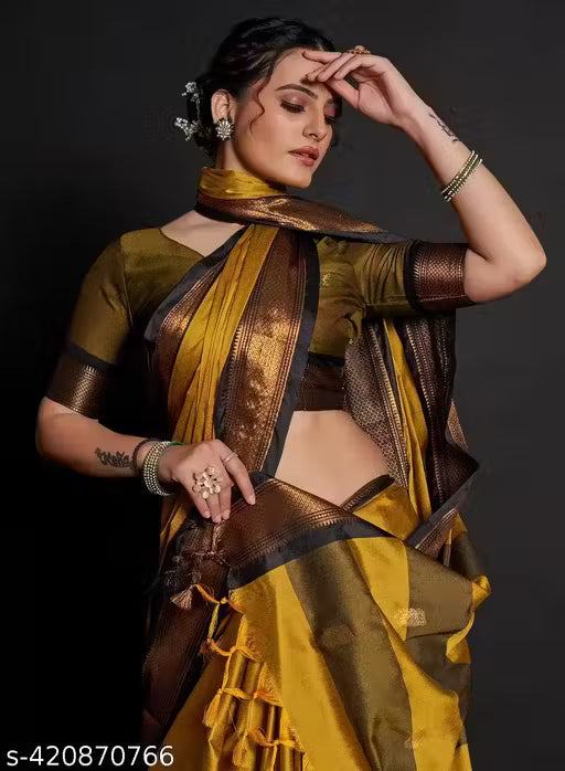 Traditional Design Paithani Sico Silk Saree with running blouse piece