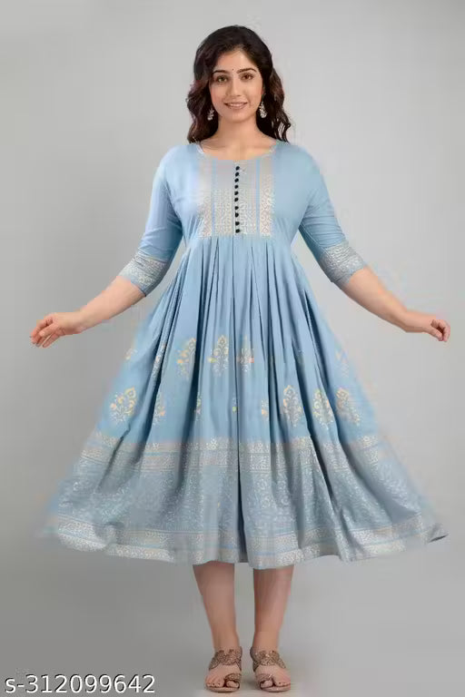 Women Rayon Printed Aaradhya Anarkali Kurtis