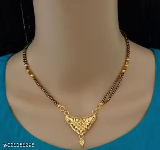 Parthi Ethenic Gold Tanmaniya Pendant Black Mani/Beads Twine Braid Short Mangalsutra for Women (Size : 18 Inch)