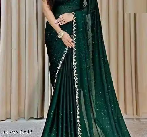 Elegant Georgette Hot Fix Saree