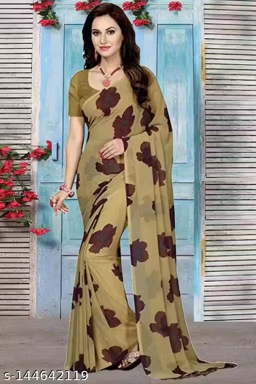 Georgette Printed Saree with Blouse Piece