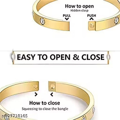 High Quality Stainless Steel Cubic Zirconia Crystal Stone Gold Bracelet For Wome