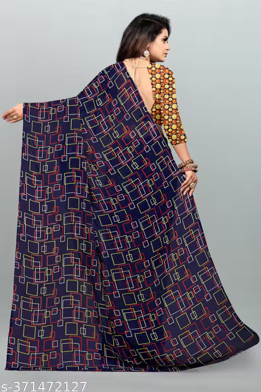 Bollywood Style Floral Printed Saree For Women with Unstitch Blouse Piece