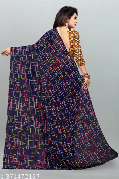 Bollywood Style Floral Printed Saree For Women with Unstitch Blouse Piece