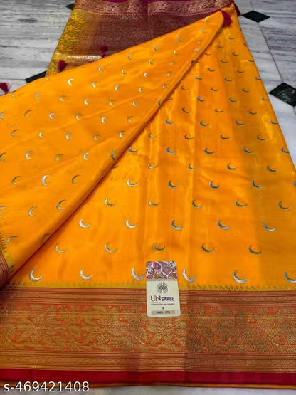 Chandrakon Chand Buti Satin Silk Embroidered Saree for Wedding and Parties