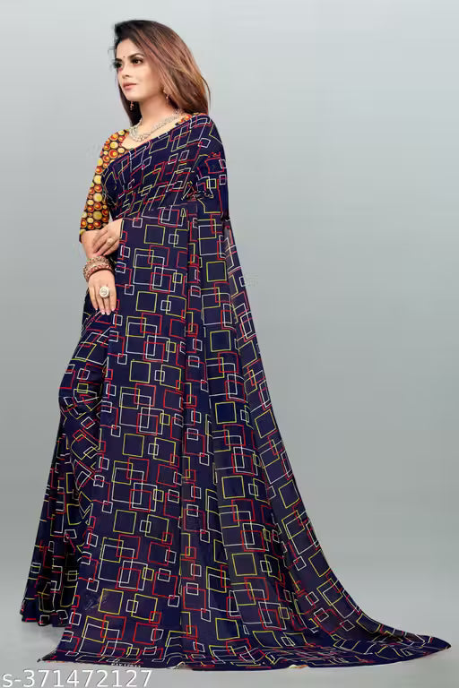 Bollywood Style Floral Printed Saree For Women with Unstitch Blouse Piece