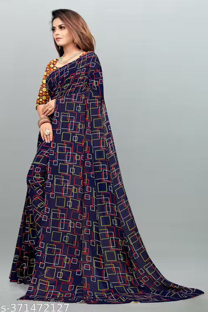 Bollywood Style Floral Printed Saree For Women with Unstitch Blouse Piece
