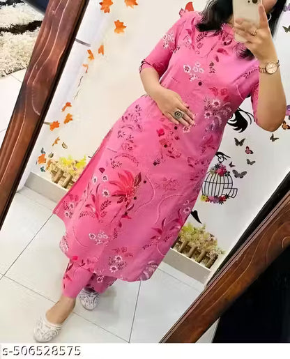 Womans Cotton Rayon Hand Block Printed Cord Set For Girls And Womens