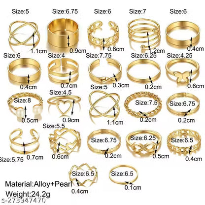 Jewels Galaxy Women Gold Plated Contemporary Stackable Rings Set of 23
