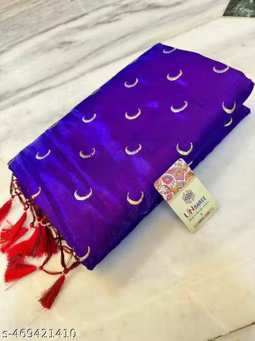 Chandrakon Chand Buti Satin Silk Embroidered Saree for Wedding and Parties