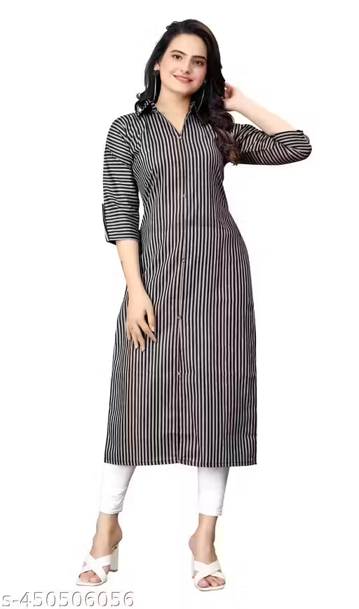 New Fancy Bollywood-Inspired Trendy Women's Cotton Straight Kurti