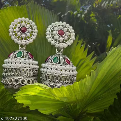 New Fashionable Silver and Gold Oxodised Rajwadi Jumakha Set (Pack Of 2)