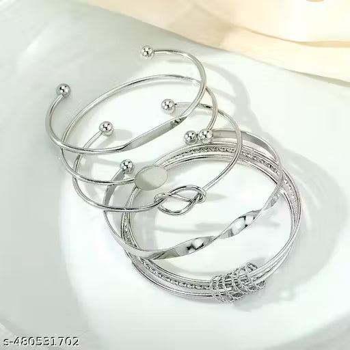 Birthday Gift For Sister Design Bracelet For Women Twisted Silver-Plated Light Luxury Opening Bangle