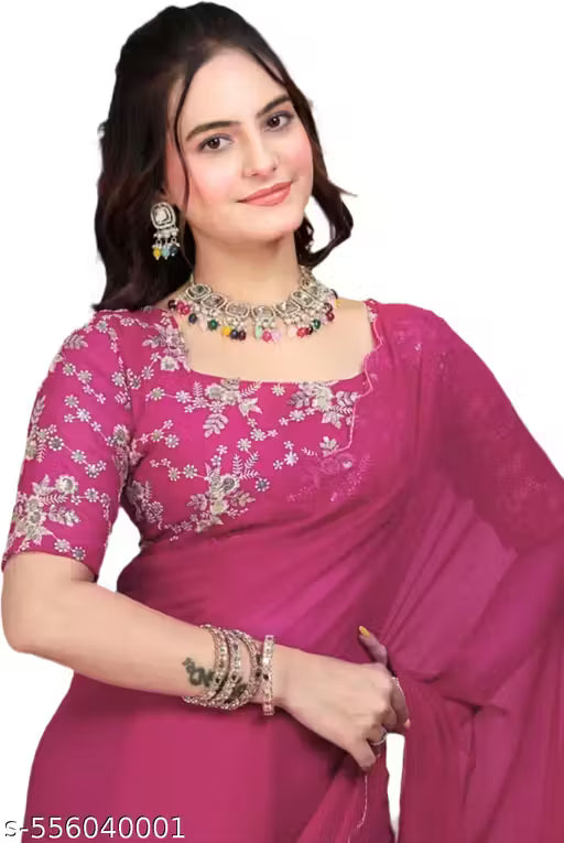 New fashion Saree with Floral Print and Embroidery