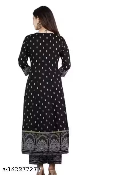 Women's Rayon Kurti With Dupatta And Bottom wear 3 Piece Set