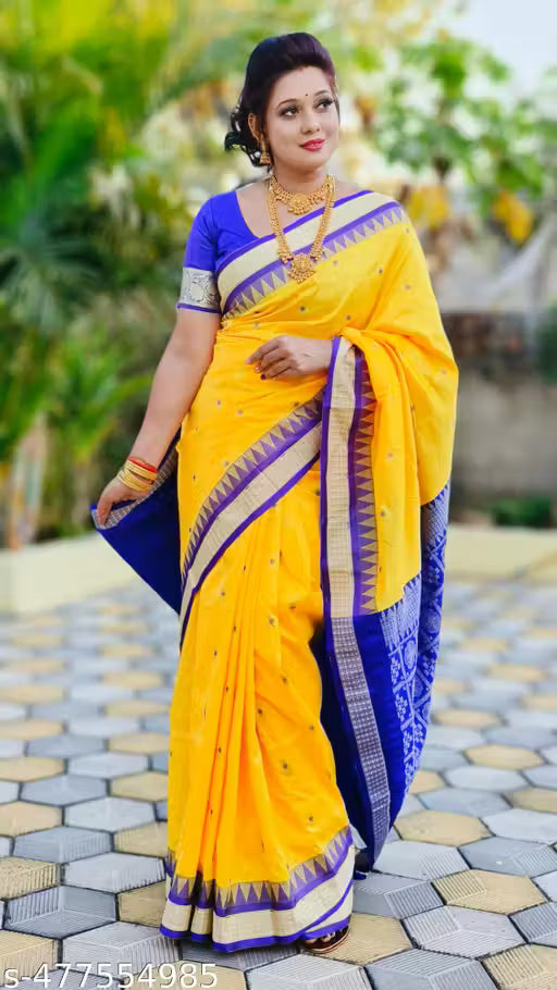 New Art Silk Saree with Bomkai Border