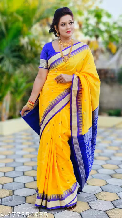 New Art Silk Saree with Bomkai Border