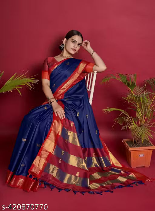 Traditional Design Paithani Sico Silk Saree with running blouse piece