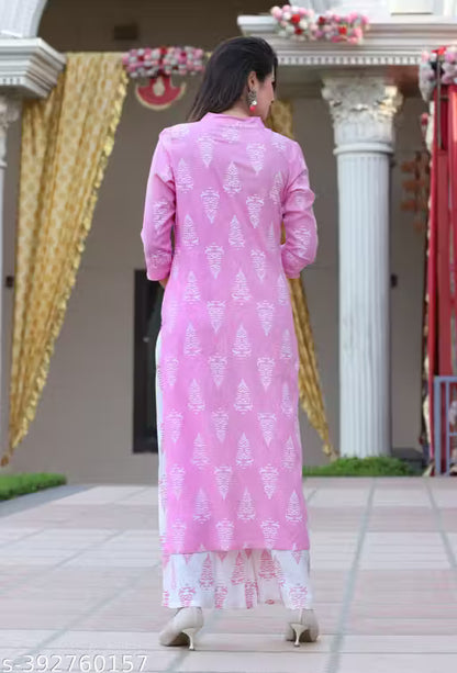 Rayon Printed Kurti with Palazzo Set