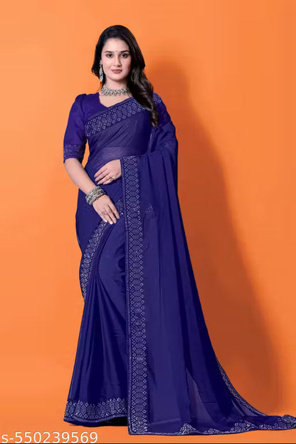 Elegant Georgette Saree with Hotfix Stones