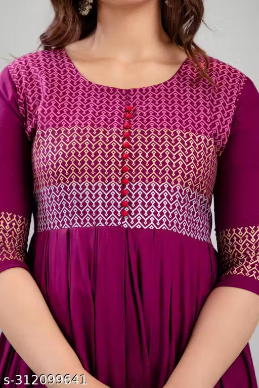 Women Rayon Printed Aaradhya Anarkali Kurtis