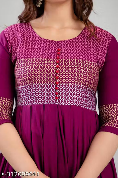 Women Rayon Printed Aaradhya Anarkali Kurtis