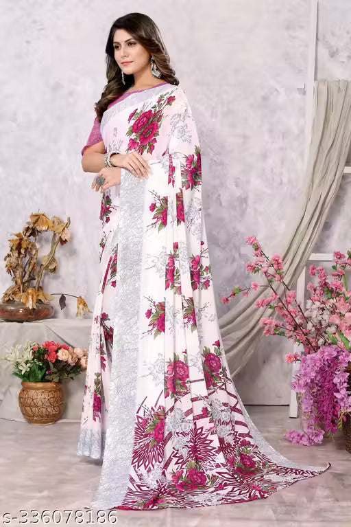 Best quality Georgette Saree with Blouse Material