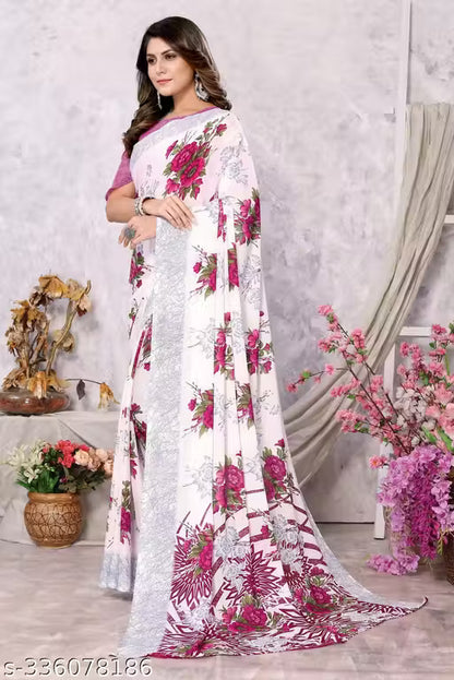 Best quality Georgette Saree with Blouse Material