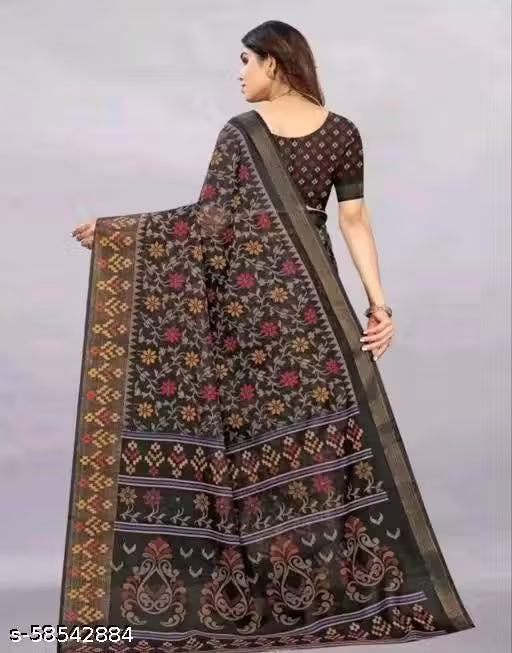 NavSarjan Brasso Cotton Saree with Blouse