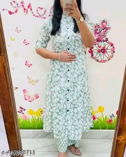 Rayon Long Nayra Cut Kurta And Plazo Settraditional