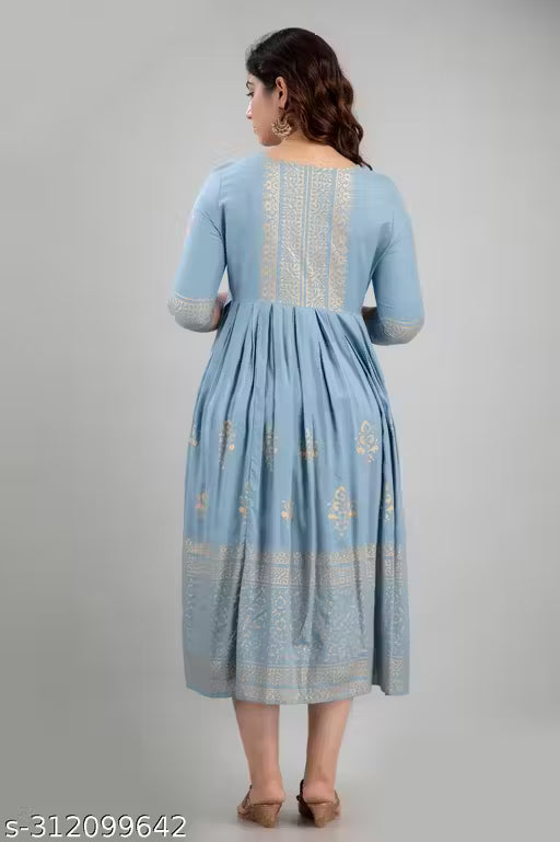 Women Rayon Printed Aaradhya Anarkali Kurtis