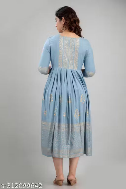 Women Rayon Printed Aaradhya Anarkali Kurtis